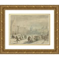 thumbnail image 1 of Karel Slabbaert 18x15 Gold Ornate Wood Frame and Double Matted Museum Art Print Titled - Galgewater in Leiden with Ice Entertainment (1629 - 1654), 1 of 4