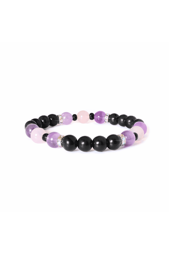 Shungite, Amethyst and Pink Quartz Medical ID Bracelet