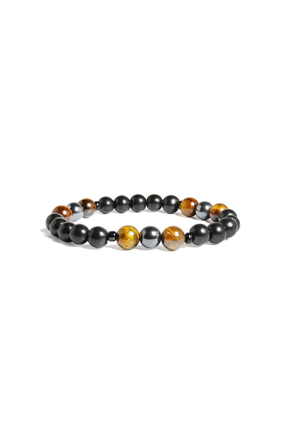 Shungite Bracelet with Tigers Eye, 5G EMF Protection, Black