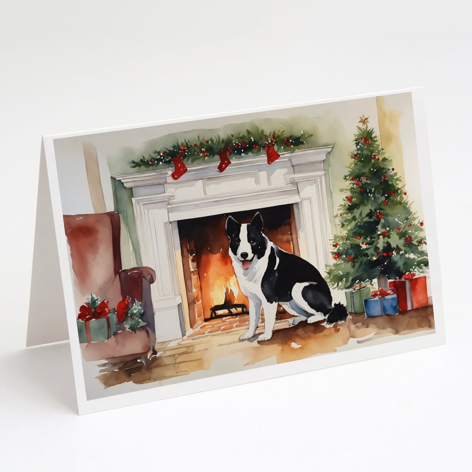 Karelian Bear Dog Cozy Christmas Greeting Cards Pack of 8 7 in x 5 in