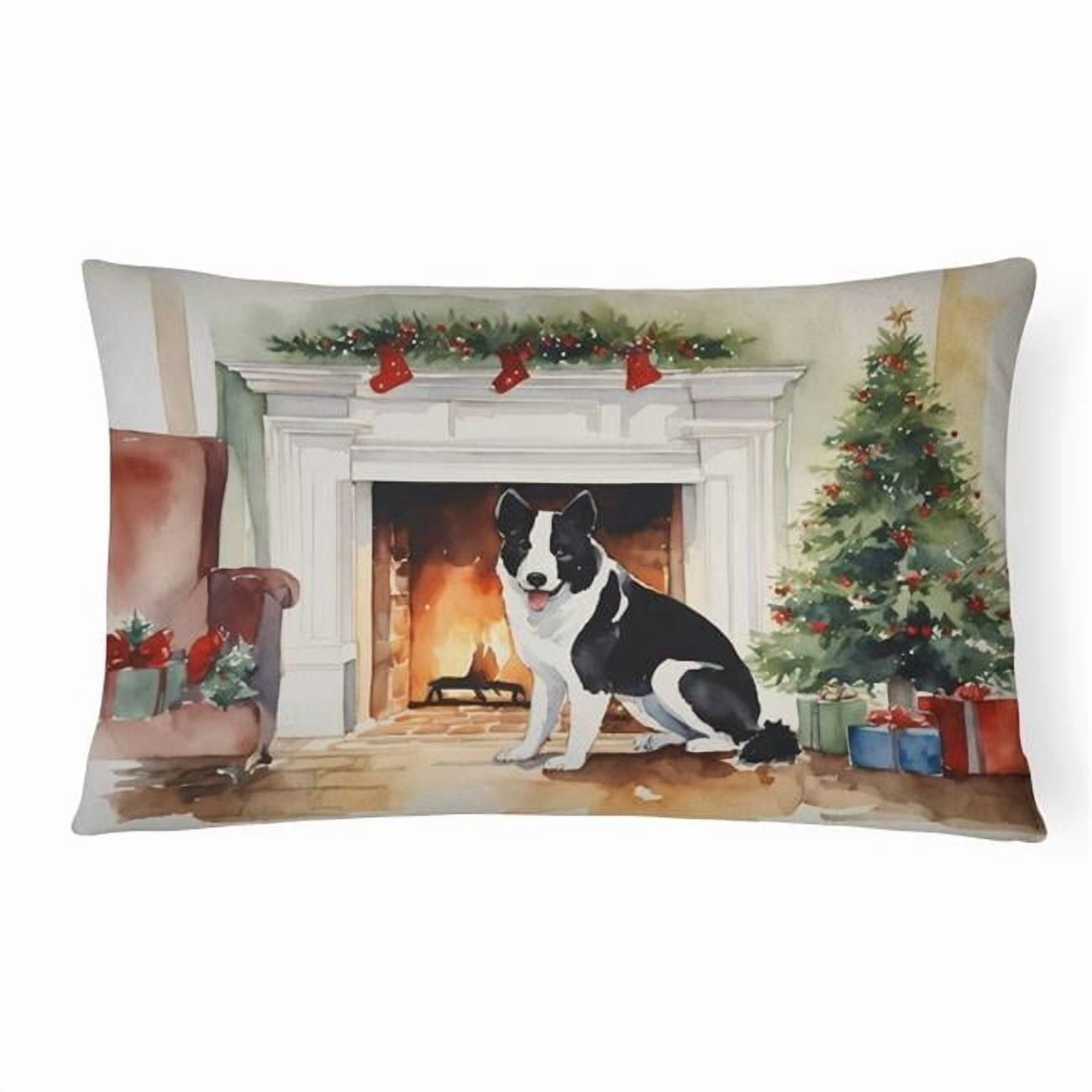 Karelian Bear Dog Cozy Christmas Throw Pillow 12 in x 16 in
