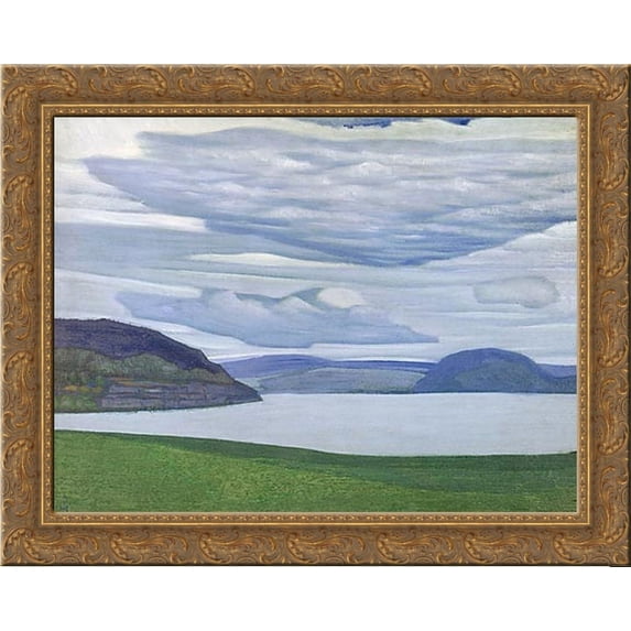 Karelian landscape 24x18 Gold Ornate Wood Framed Canvas Art by Nicholas Roerich