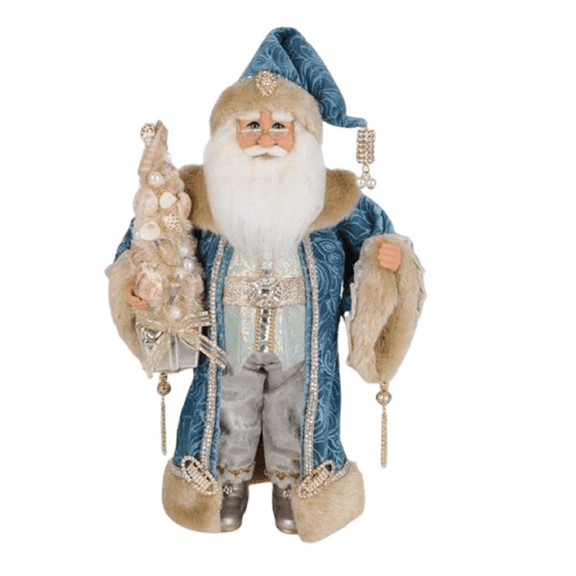 Karen Didion CC16-262 Ocean Blue Santa Figurine 17 Inches