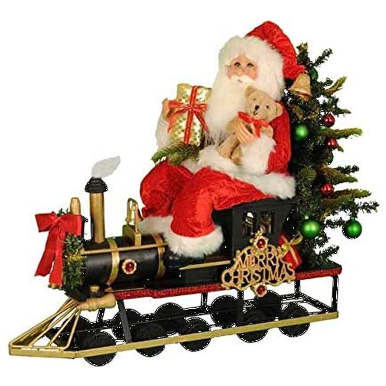 karen didion トレインサンタ Karen Didion Lighted Merry Christmas Train Santa Figurine