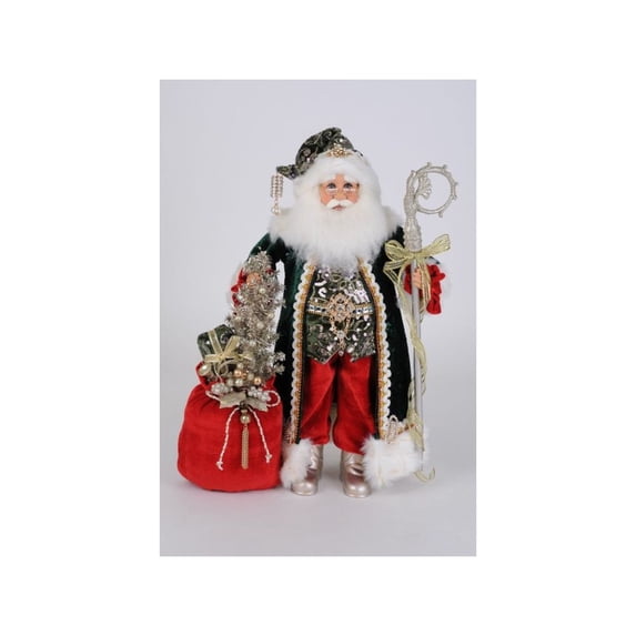 Karen Didion Lighted Sparkling Emerald Santa Figurine, 19 Inches