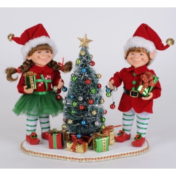 Karen Didion Lighted Tree Trimming Elf Set of 2