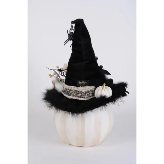 Karen Didion Lighted White Fiber Optic Pumpkin Figurine Polyresin