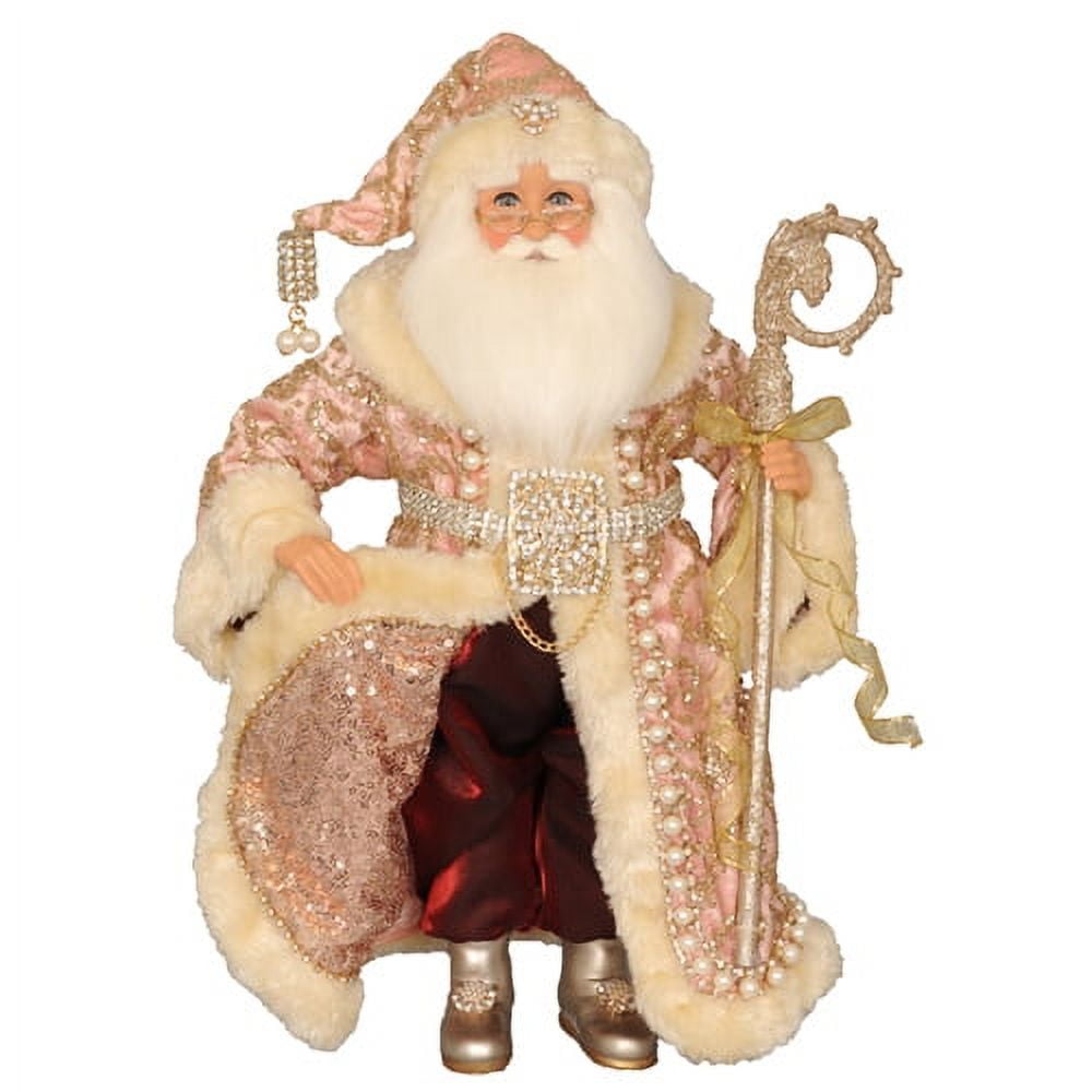 Victorian Elegance Santa Figurine with Glass Eyes, 17 Inches