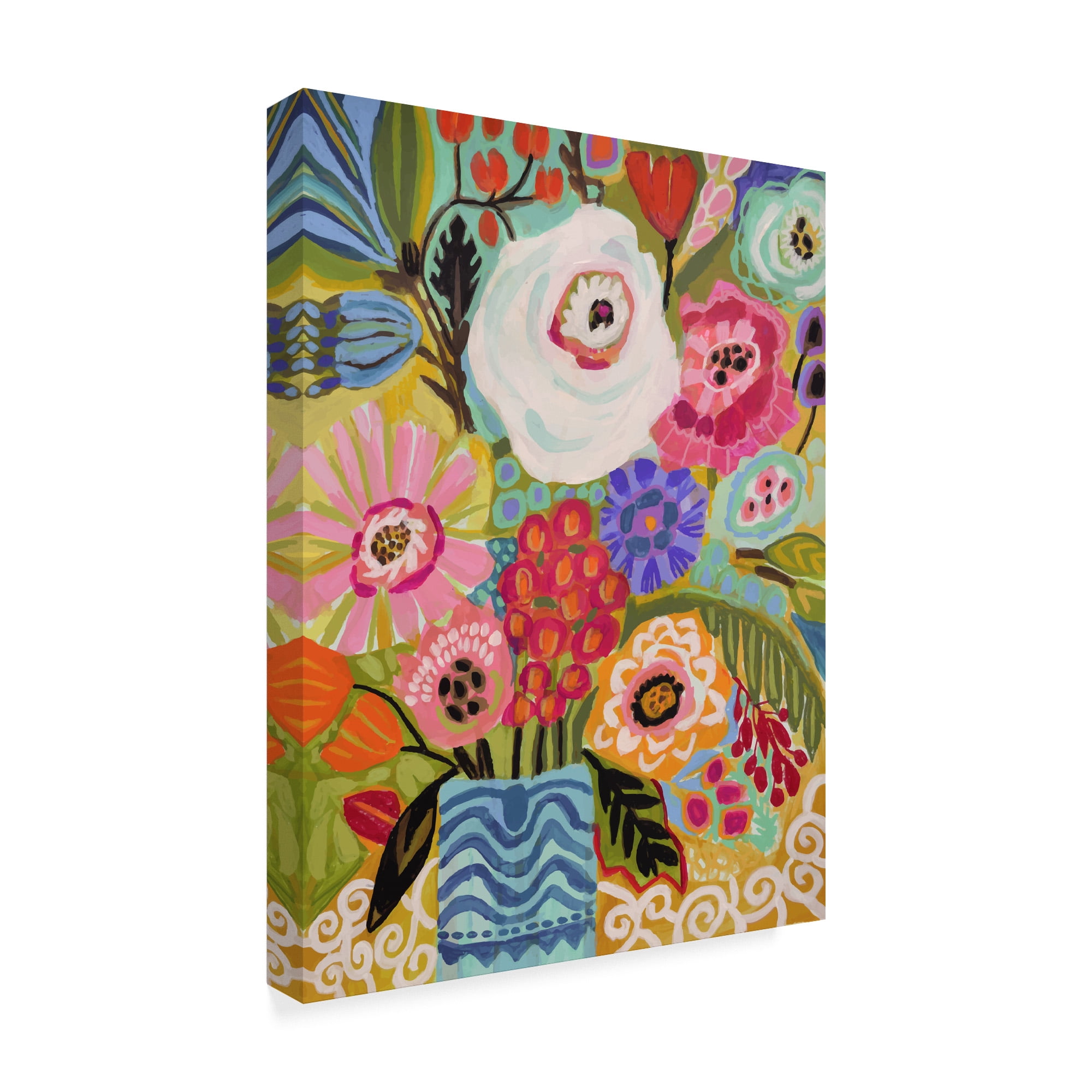 Trademark Fine Art Karen Fields Fresh Flowers In Vase Ii Canvas Wall Art - 24x32