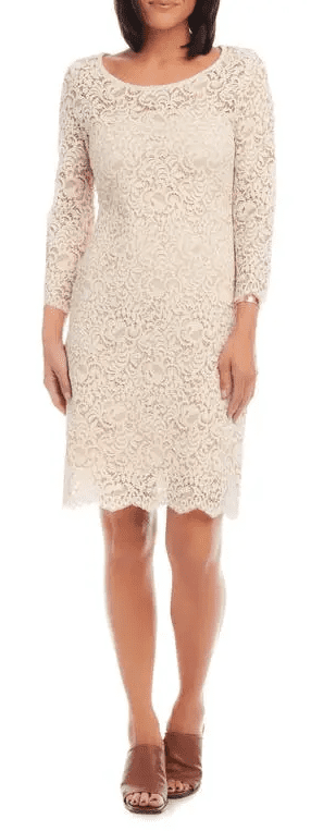 Karen Kane ECRU Women's Lace Sheath Dress, US Small