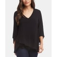 thumbnail image 1 of Karen Kane Gauze Asymmetrical Hem Top Black M, 1 of 1