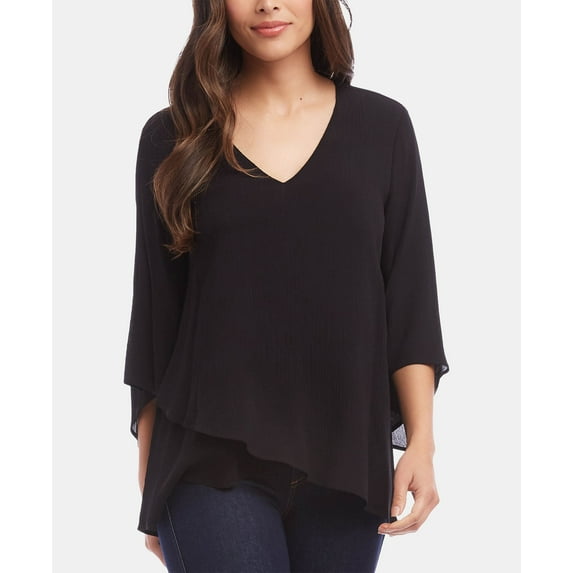 Karen Kane Gauze Asymmetrical Hem Top Black M