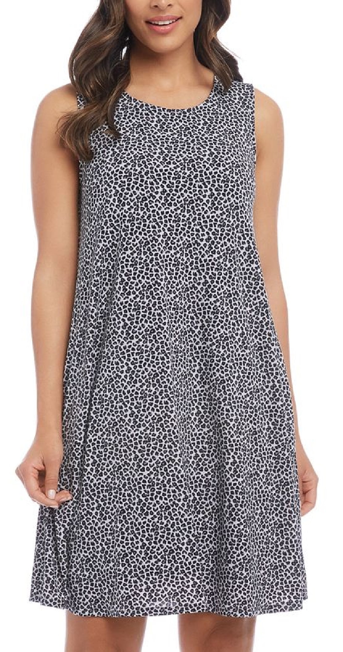 Karen Kane Women s Leopard Print a Line Sleeveless Dress Brown Size X Large