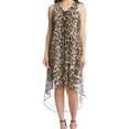 thumbnail image 1 of Karen Kane Womens Animal Print Sleeveless High-Low Dress, Brown, Small, 1 of 1