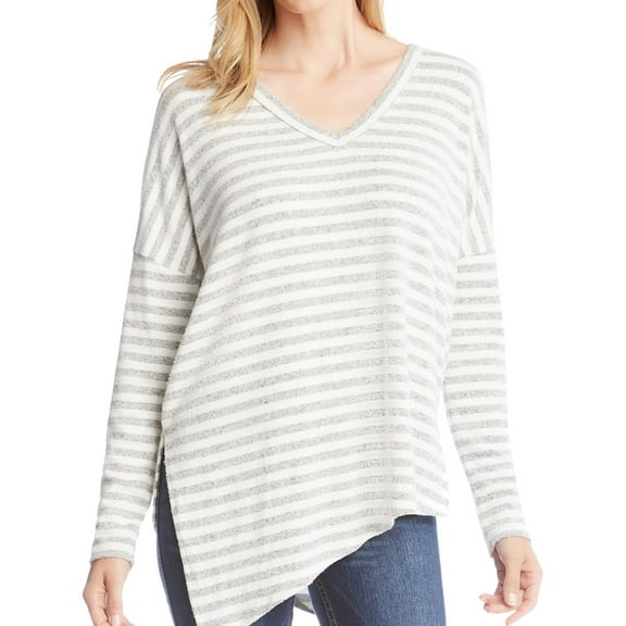 Karen Kane Womens Asymmetrical Hem Sweatshirt, Grey, X-Large