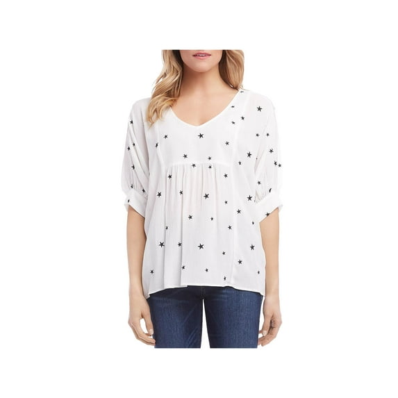 Karen Kane Womens Boho Ruffled Peasant Top