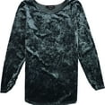 thumbnail image 1 of Karen Kane Womens Crushed Velvet Pullover Blouse, Green, Large, 1 of 2