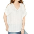 thumbnail image 1 of Karen Kane Womens Embroidered Cold Shoulder Blouse, Off-White, Medium, 1 of 2