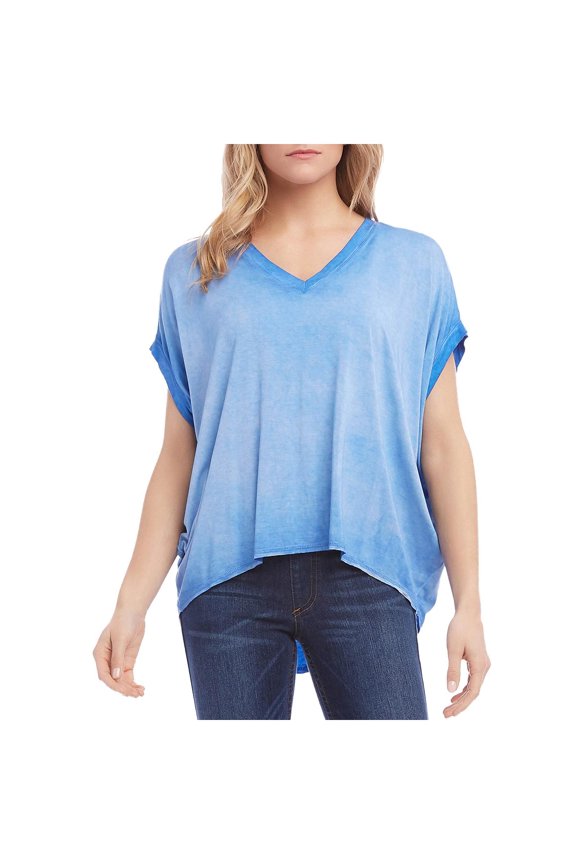 Womens Hi-Low V-Neck Pullover Top