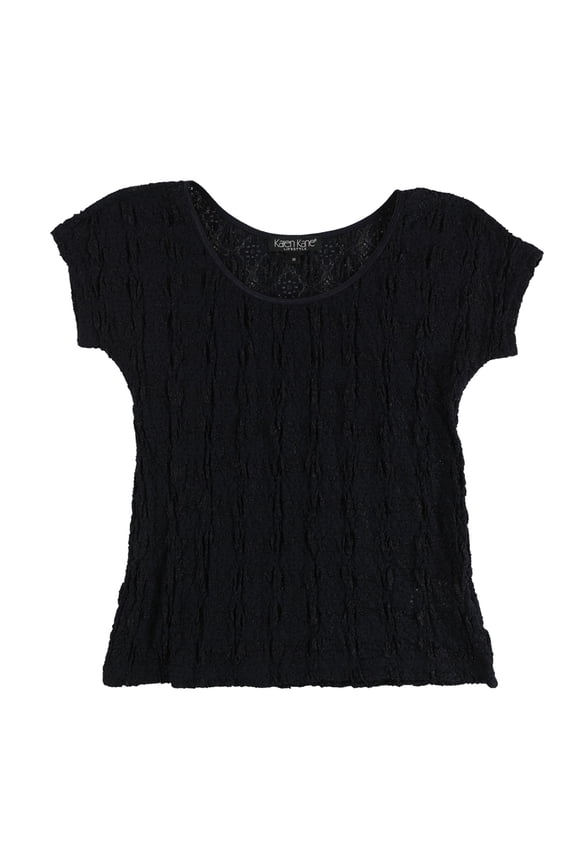 Womens Lace Basic T-Shirt, Blue, Medium