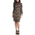 thumbnail image 1 of Karen Kane Womens Laila Lace Sheath Dress, Brown, Medium, 1 of 3