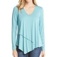 thumbnail image 1 of Karen Kane Womens Asymmetrical Pullover Blouse, Blue, X-Small, 1 of 2