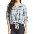 thumbnail image 1 of Karen Kane Womens Tied-Front Button Down Blouse, Blue, X-Small, 1 of 2