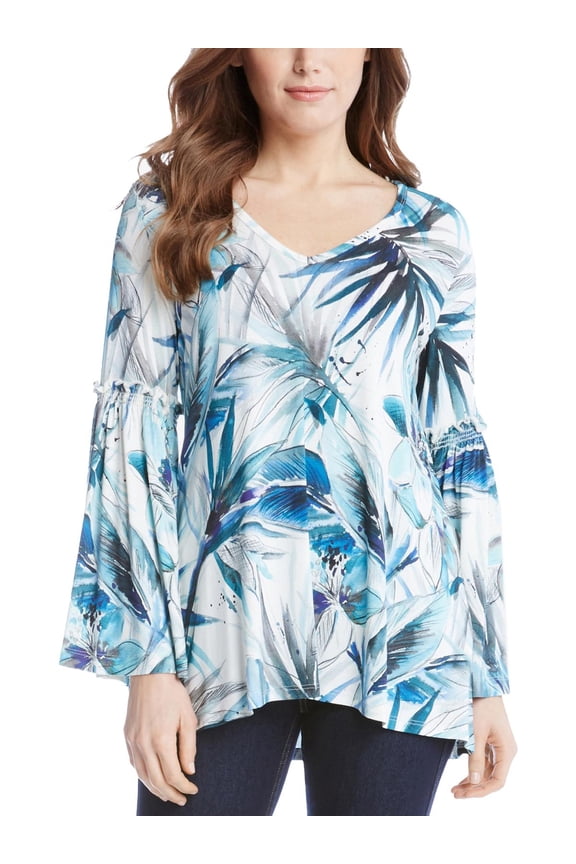 Womens Printed Bell Sleeves Casual Top