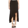 thumbnail image 1 of Karen Kane Womens Raw-Hem Tiered Skirt, Black, X-Small, 1 of 1