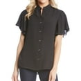 thumbnail image 1 of Karen Kane Womens Ruffle Sleeve Button Down Blouse, Black, X-Small, 1 of 1