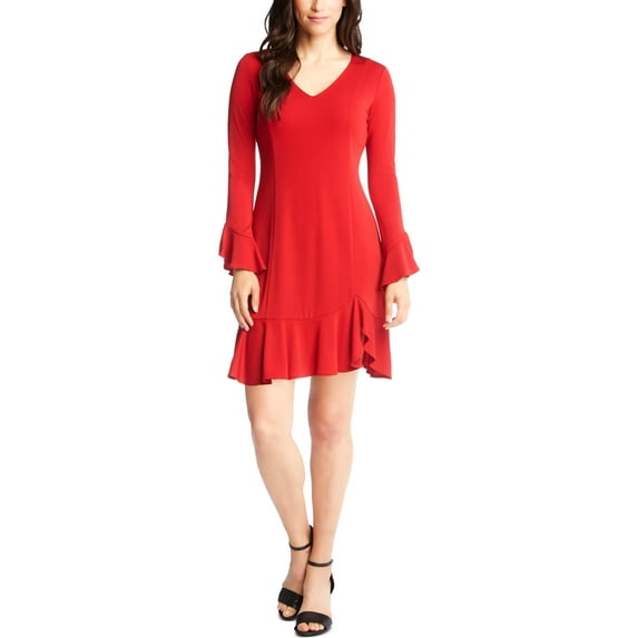 KAREN KANE Women's Long Sleeve Short Length Sienna Dress, Red, Small