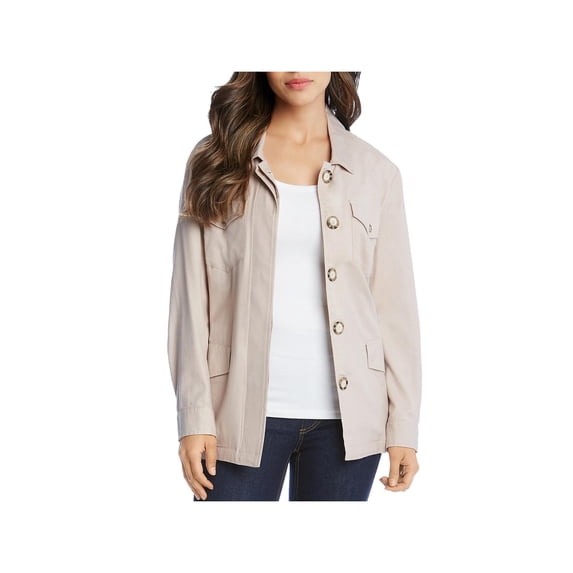 Karen Kane Womens Tencel Blend Fall Utility Jacket Tan M
