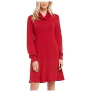Karen Kane Womens Turtleneck Mini Sweaterdress Red L