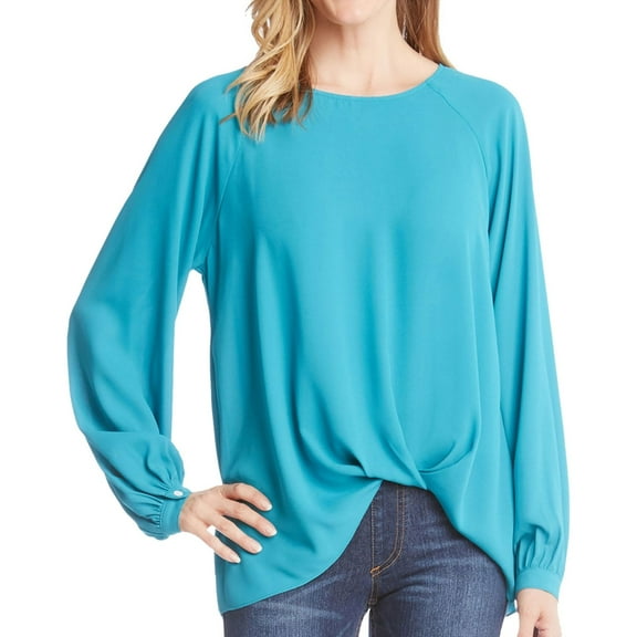 Karen Kane Womens Twist Hem Pullover Blouse, Green, Medium
