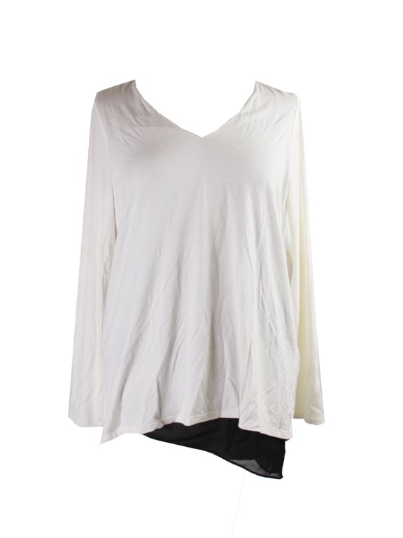 Womens White Black Split Back Top L