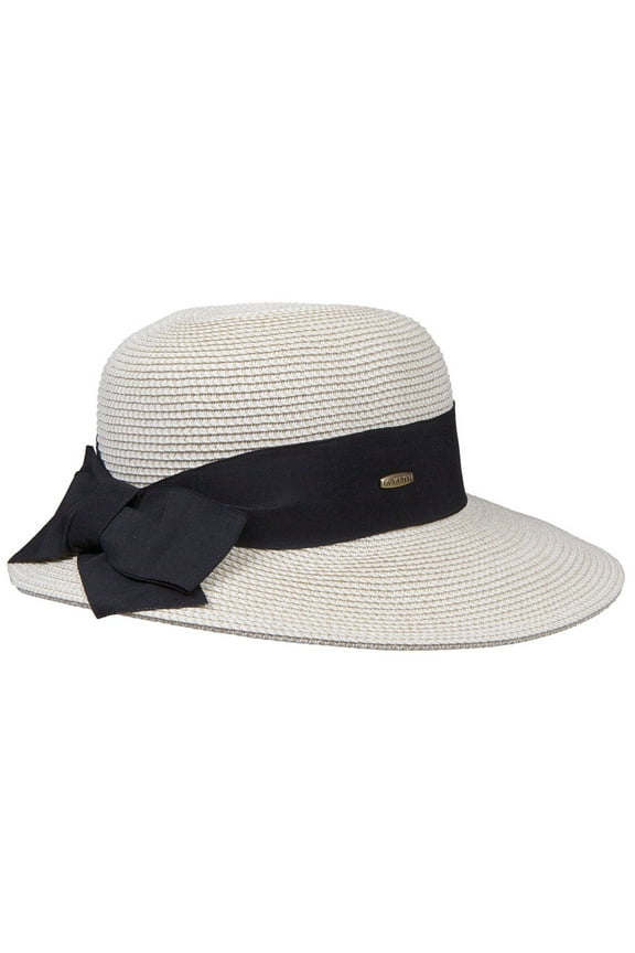 Braided Toyo Straw Sun Hat Wide Grossgrain Ribbon Fashionable and Stylish for Picnic, Boat, Beach, or Gardening, One Size, BT23 (Oatmeal H / Black,Medium / One Size)
