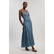 Karen Millen Chain Print Maxi Dress - Blue, 10