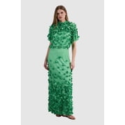 Karen Millen Crystal Applique Angel Sleeve Maxi Dress - Green, 12