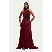 Karen Millen Embellished Halter Maxi Dress - Red, 8