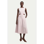 Karen Millen Petite Tailored Linen Full Midi Dress - Pink, 12