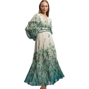 Karen Millen Plunge V-Neck Fit Flare Maxi Dress - Green, 10