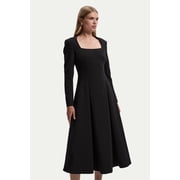 Karen Millen Stretch Sweetheart Neck Midi Dress - Black, 2