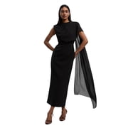 Karen Millen Tailored Cape Drape Maxi Dress - Black, 10