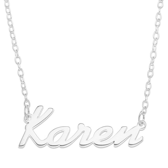 Karen - Name Plate Necklace in Solid Real Sterling Silver female Personalized Custom Pendent