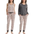 thumbnail image 1 of Karen Neuburger Women's 3-Piece Printed Soft Pajama Lounge Set (Gray, 2X), 1 of 6