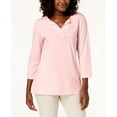 thumbnail image 1 of Karen Scott 3/4 Sleeve Soutache Top Blush M, 1 of 5