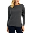 thumbnail image 1 of Karen Scott Boat Neck T-Shirt Charcoal Heather S, 1 of 1