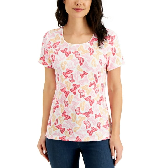 Karen Scott Butterfly Bonanza T-Shirt Bright White XS