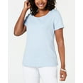 thumbnail image 1 of Karen Scott Button Hem Scoop Neck Top Light Blue Heather S, 1 of 1