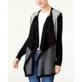 thumbnail image 1 of Karen Scott Colorblocked Cascade Cardigan Deep Black Combo XS, 1 of 1
